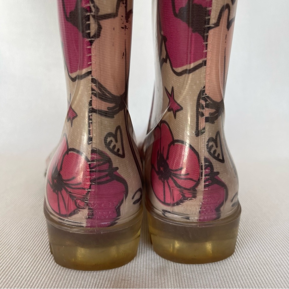 Coach Floral Poppy Tall rubber Rain waterproof Boots Sz 7 - Picture 10 of 12